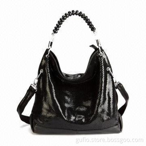 Concise Look Beads Detail Casual Leather Bag with 32cm Height, 43cm Width and 9cm Handle Drop